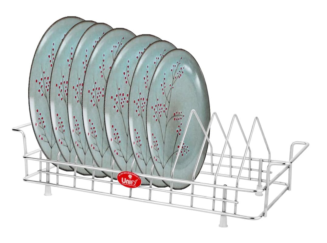 2 Pcs Stainless Steel Plate Rack Combo | 10 Section Utensil Stand for Kitchen Cabinet (Silver)