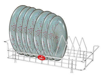 2 Pcs Stainless Steel Plate Rack Combo | 10 Section Utensil Stand for Kitchen Cabinet (Silver)