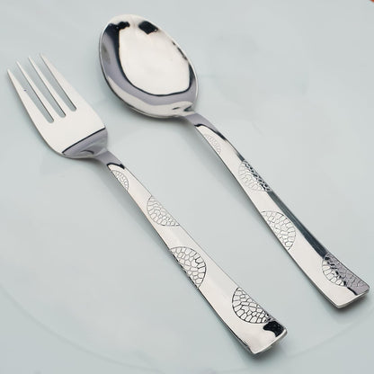 12pc Stainless Steel Cutlery | 16cm Moonpress Spoons & Forks | Silver