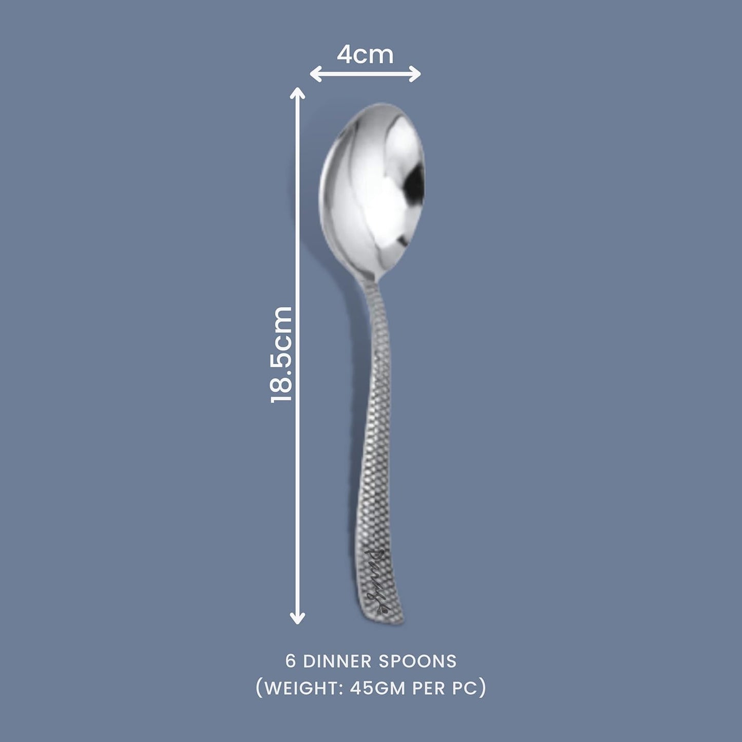 6 Pcs Stainless Steel Table Spoon Set with Zig Zag Design for Home & Kitchen