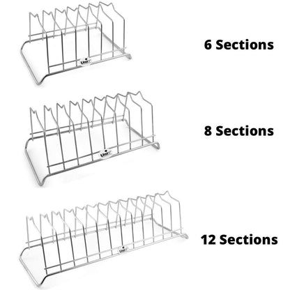 Stainless Steel Plate Stand for Kitchen | 12 Section Dish & Utensil Rack Silver