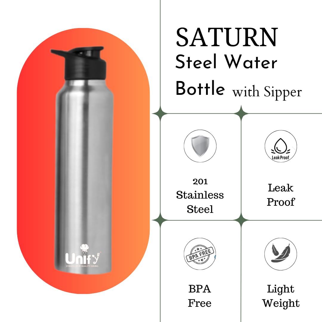 4pc Stainless Steel Sipper Bottles | 1L Saturn Silver
