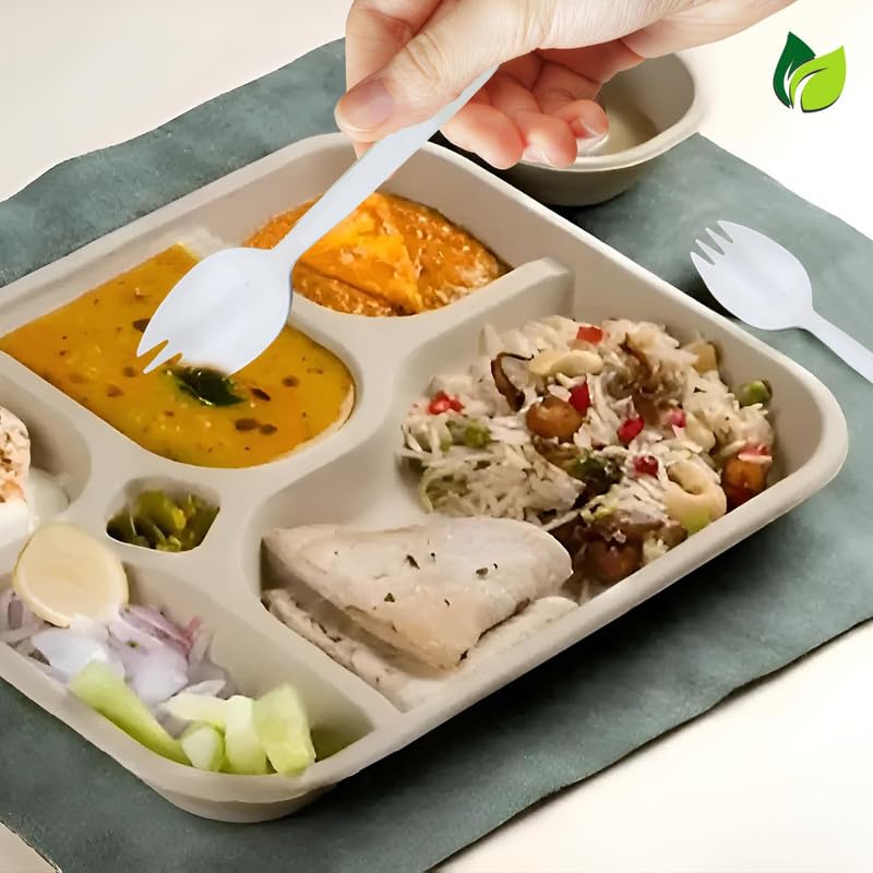 100pc Biodegradable Cornstarch Spork Set | Eco-Friendly