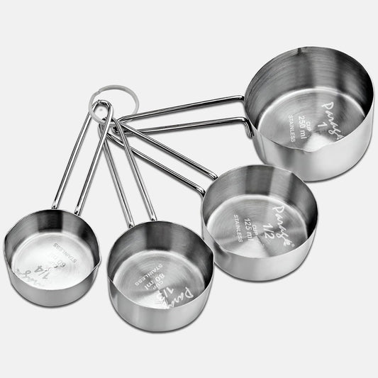 4 Pcs Stainless Steel Measuring Cups – Stackable Professional Set with Wire Handles for Dry & Liquid Ingredients, Cooking & Baking, Kitchen Gadgets