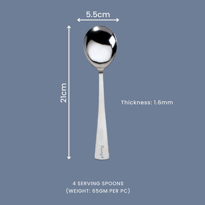 4 Pcs Stainless Steel Serving Spoon Set – Big Cooking Spoons, 21cm