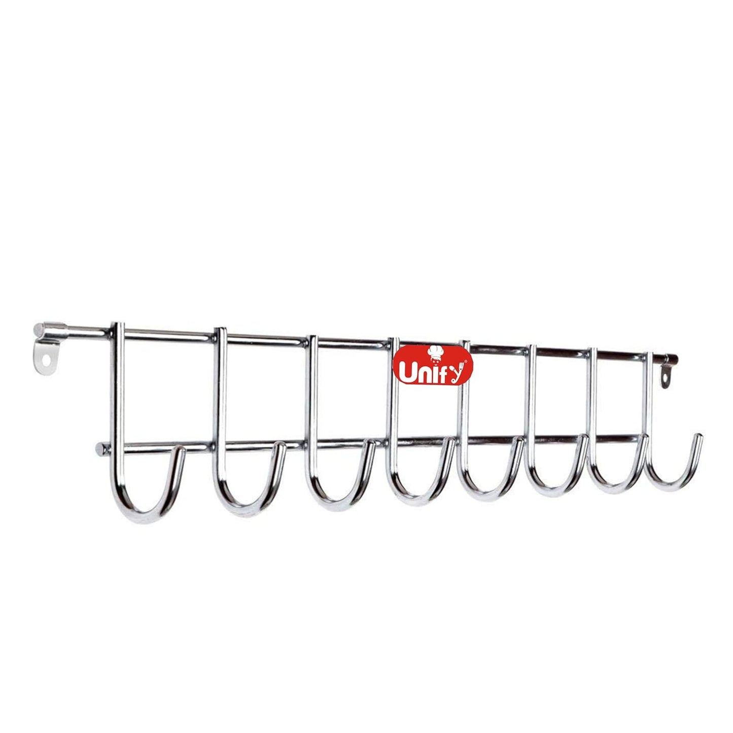 Stainless Steel Wall Cloth Hanger | 8 Hook Door Mounted Rack Silver