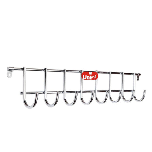 Stainless Steel Wall Cloth Hanger | 8 Hook Door Mounted Rack Silver