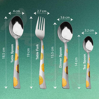 25 Pieces 24K Gold Stainless Steel Cutlery Set – Table Spoons, Forks & Stand