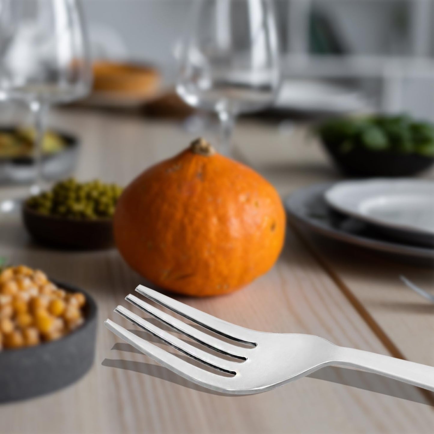 Stainless Steel Dinner Fork Set of 12 | 16 cm Table Forks for Home & Kitchen | Sigma Design, Silver