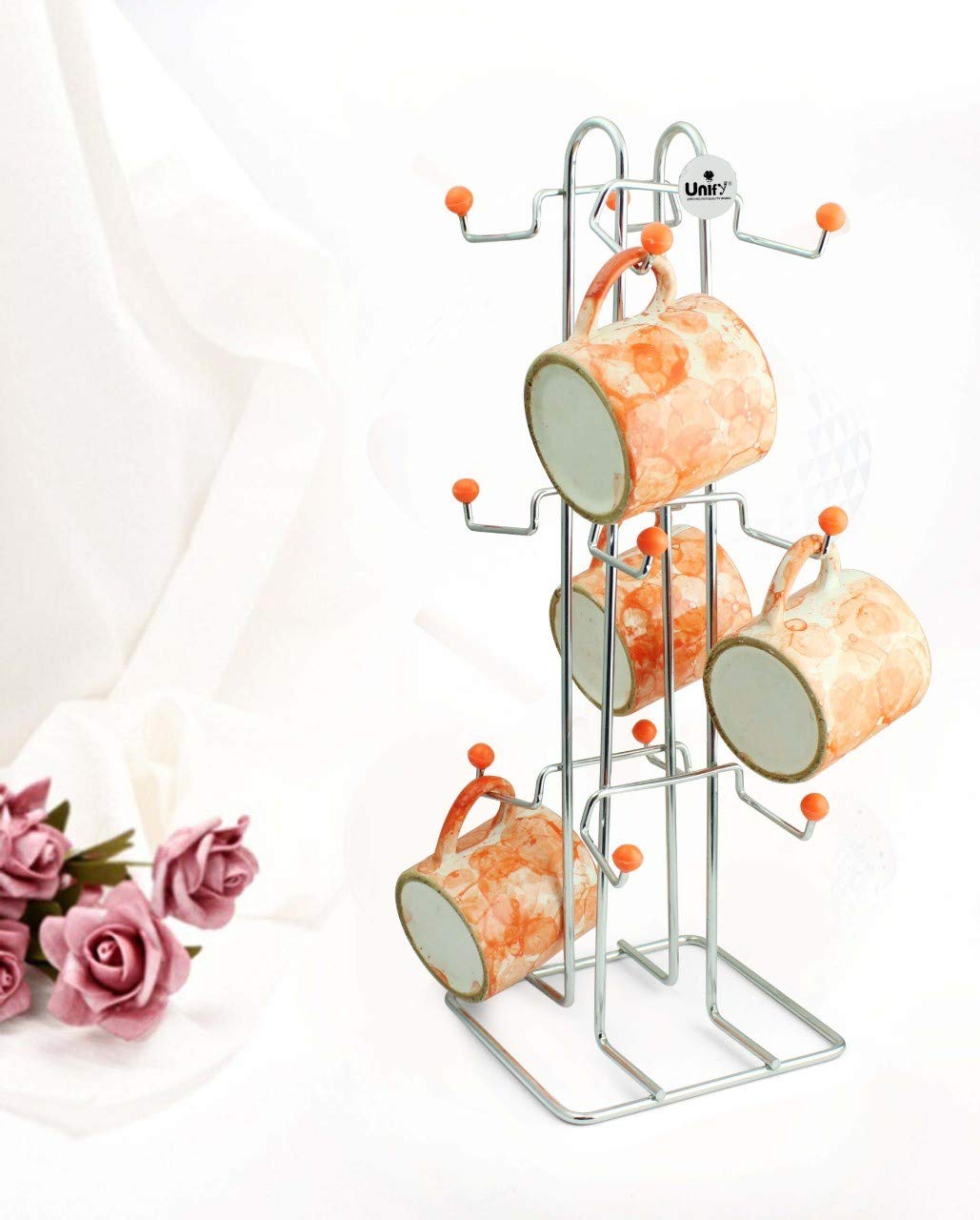 Stainless Steel Tabletop Cup Stand for 12 Cups | Heavy-Duty Tiered Holder Silver