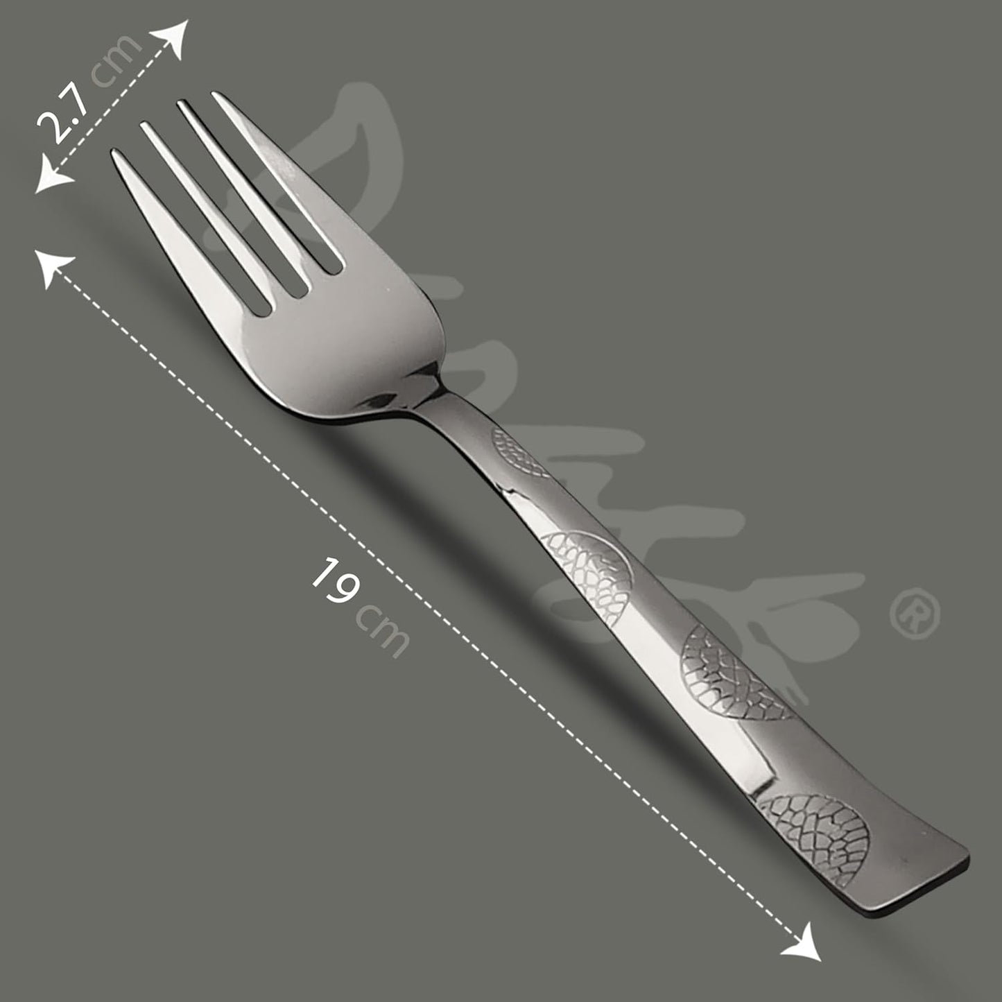 6 Pieces Stainless Steel Forks Set, 19 cm Premium Silver Dining Cutlery with Moonpress Design – Luxury Forks for Home & Kitchen