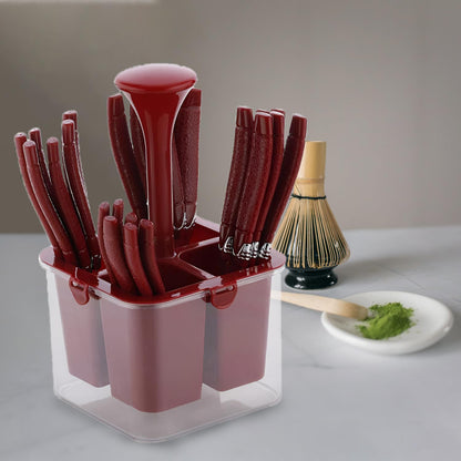 25-Piece Camry Stainless Steel Cutlery Set with Storage Box | Premium Spoons & Forks, Brown