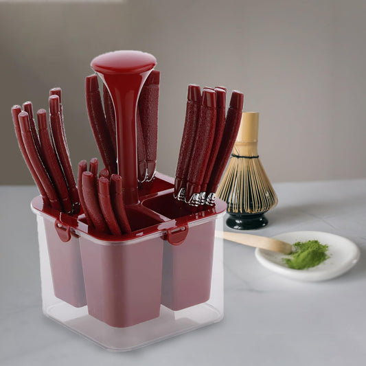 25-Piece Camry Stainless Steel Cutlery Set with Storage Box | Premium Spoons & Forks, Brown