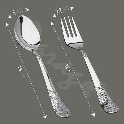 12pc Stainless Steel Cutlery | 18.5cm Spoons & Forks | Silver