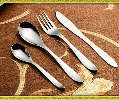 24 Pcs Premium Stainless Steel Cutlery Set for Home & Kitchen | Silver Tableware