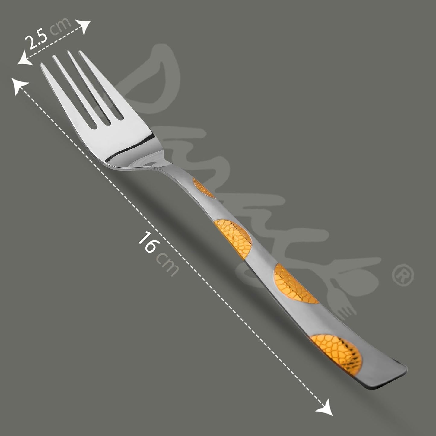 6 Pieces Stainless Steel 24K Golden Forks Set, Premium Luxury Dining Cutlery with Moonpress Design – Ideal Gift for Home & Kitchen