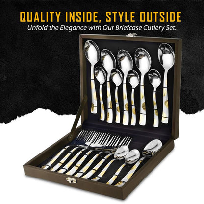18pc Stainless Steel Golden Cutlery | Gift Box | Moonpress