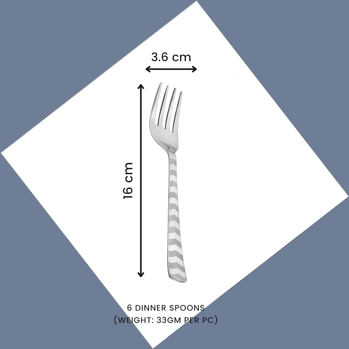 6 Pieces Stainless Steel Premium Dinner Forks Set – 16 cm Cutlery with Arrow Design