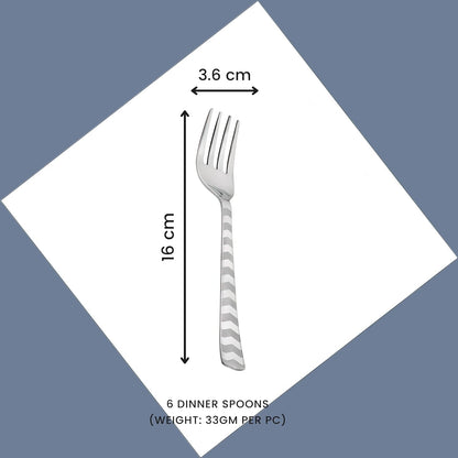 6 Pieces Stainless Steel Premium Dinner Forks Set – 16 cm Cutlery with Arrow Design