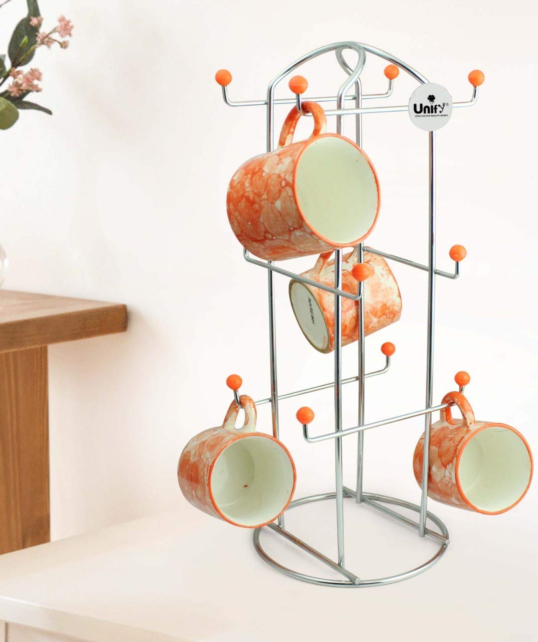 Stainless Steel Cup Stand for 12 Cups | Heavy-Duty Free Standing Holder Silver