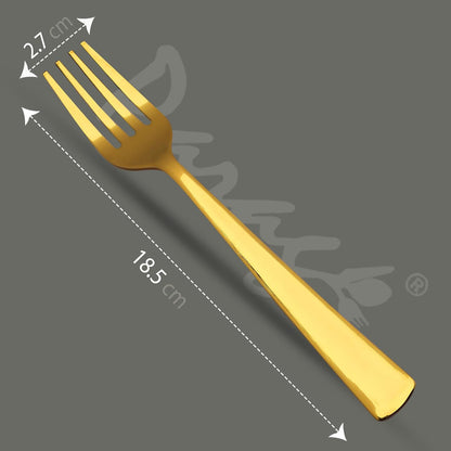 6 Pieces Stainless Steel Gold Forks Set, 18.5 cm Premium Dining Cutlery – Luxury Tableware for Home & Kitchen, Ideal Gift Set