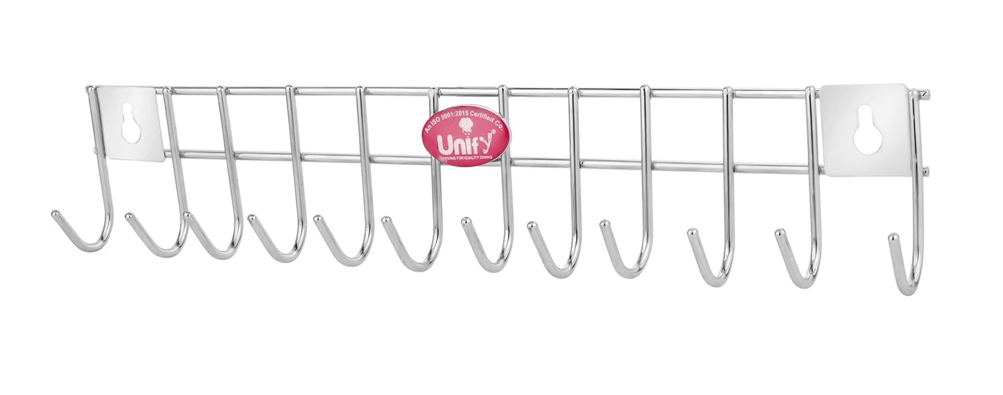 Stainless Steel Wall Cloth Hanger | 12 Hook Door Mounted Rack Silver