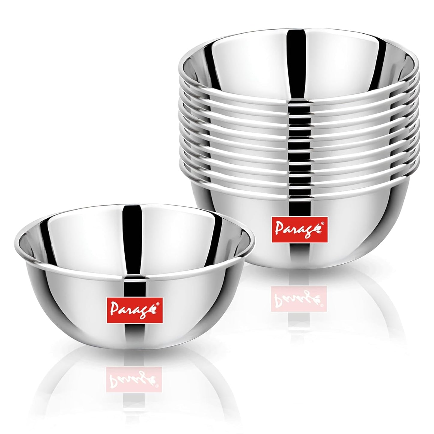 9 Pcs Stainless Steel Bowls/Katori/Wati - Heavy Gauge, Mirror Finish, 220 ml Each, Silver Set9PCVBOWL5.51 1