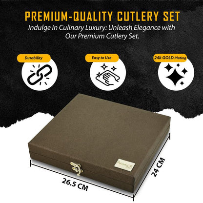 18pc Stainless Steel Golden Cutlery | Gift Box | Imperial