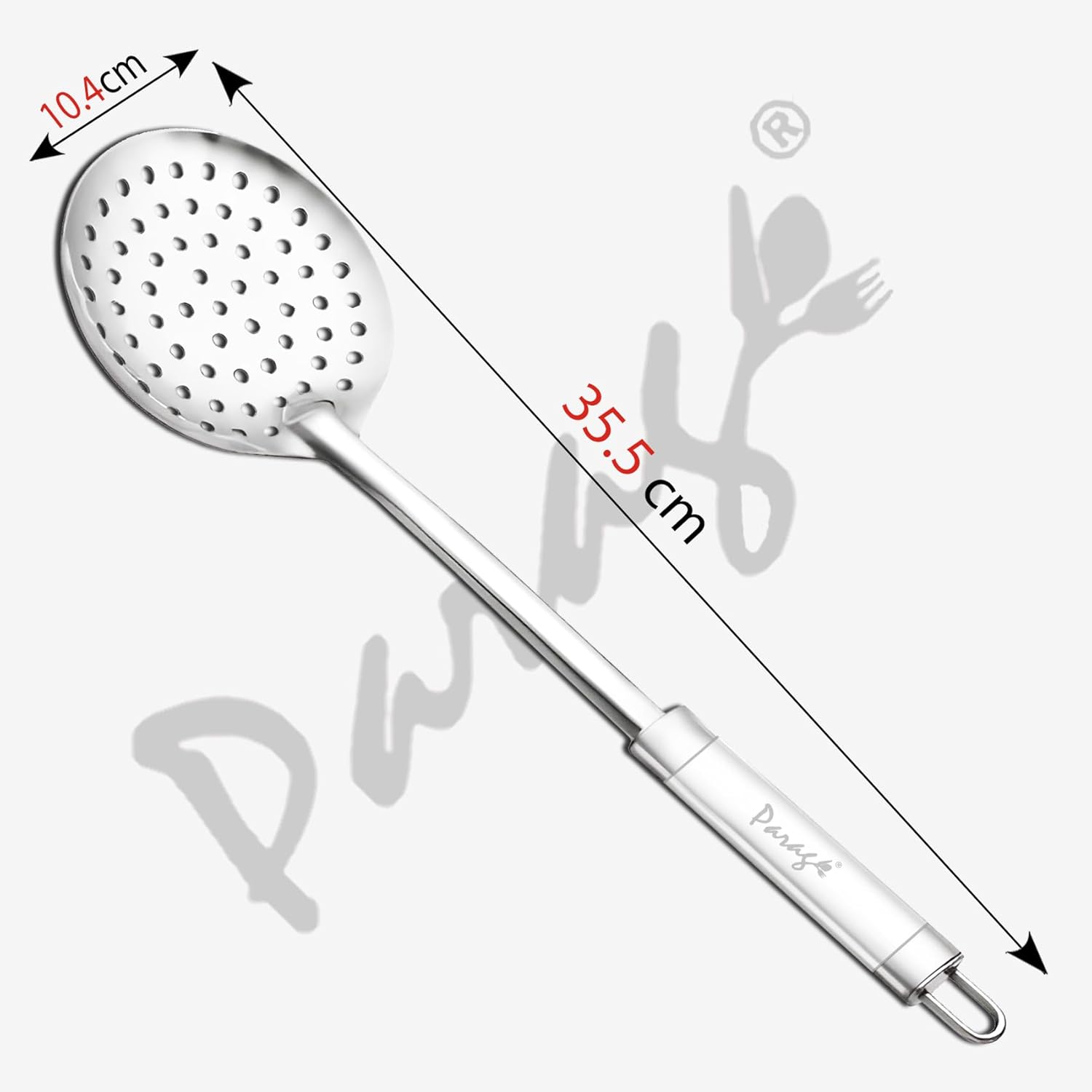 Stainless Steel Kitchen Skimmer | 35.5cm Cooking & Serving Tool - Perfect for Frying & Straining Puris, Nuggets, Rice, Pakodas, Silver Finish1DTPIPESKIMMER1 2