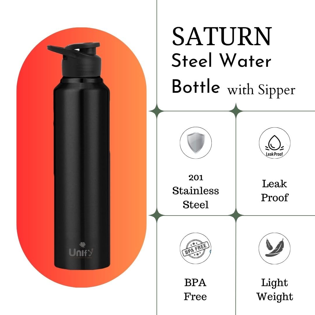 3pc Stainless Steel Sipper Bottles | 1L Saturn Black