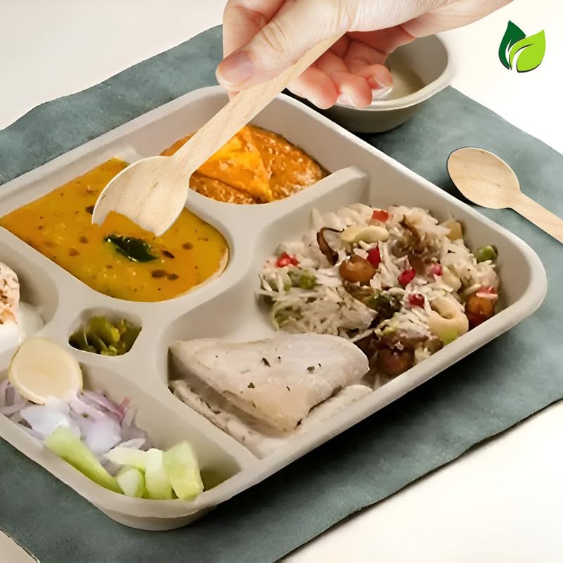 50 Pack 160mm Disposable Wooden Spoons – Eco-Friendly, Biodegradable & Compostable Cutlery, Ideal for Birthday, Wedding & Parties
