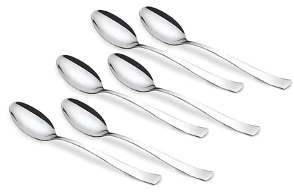 6-Piece Stainless Steel Table Spoon Set | Tea, Coffee & Dining Tableware, 18.5 cm, Silver