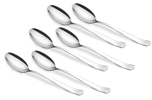 6-Piece Stainless Steel Table Spoon Set | Tea, Coffee & Dining Tableware, 18.5 cm, Silver