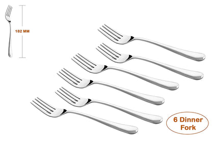 12-Piece Stainless Steel Spoon & Fork Set | Tableware with Round Edge, Silver