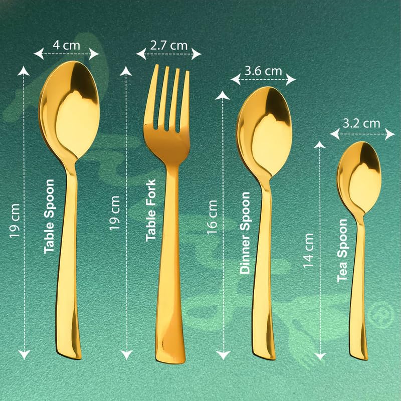 25 Pieces Regal Premium Stainless Steel Cutlery Set with Stand – Includes 6 Table Forks, 6 Table Spoons, 6 Dinner Spoons, 6 Tea Spoons, Stylish Spoon Set for Dining Table