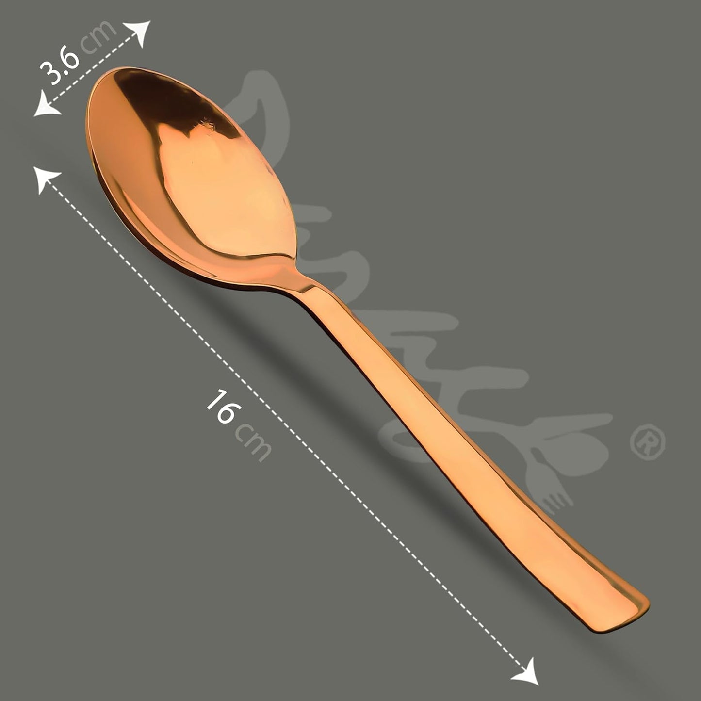 6 Pcs Stainless Steel Rose Gold Dinner Spoon Set – 16cm, Premium Spoons for Home & Kitchen, Luxury Tableware, Housewarming Gift, Set of 6