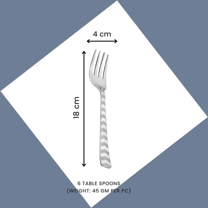 6 Pcs Stainless Steel Dinner Fork Set – 18cm, Premium Fruit & Dining Forks for Home & Kitchen, Shiny Sturdy Handle, Arrow Design