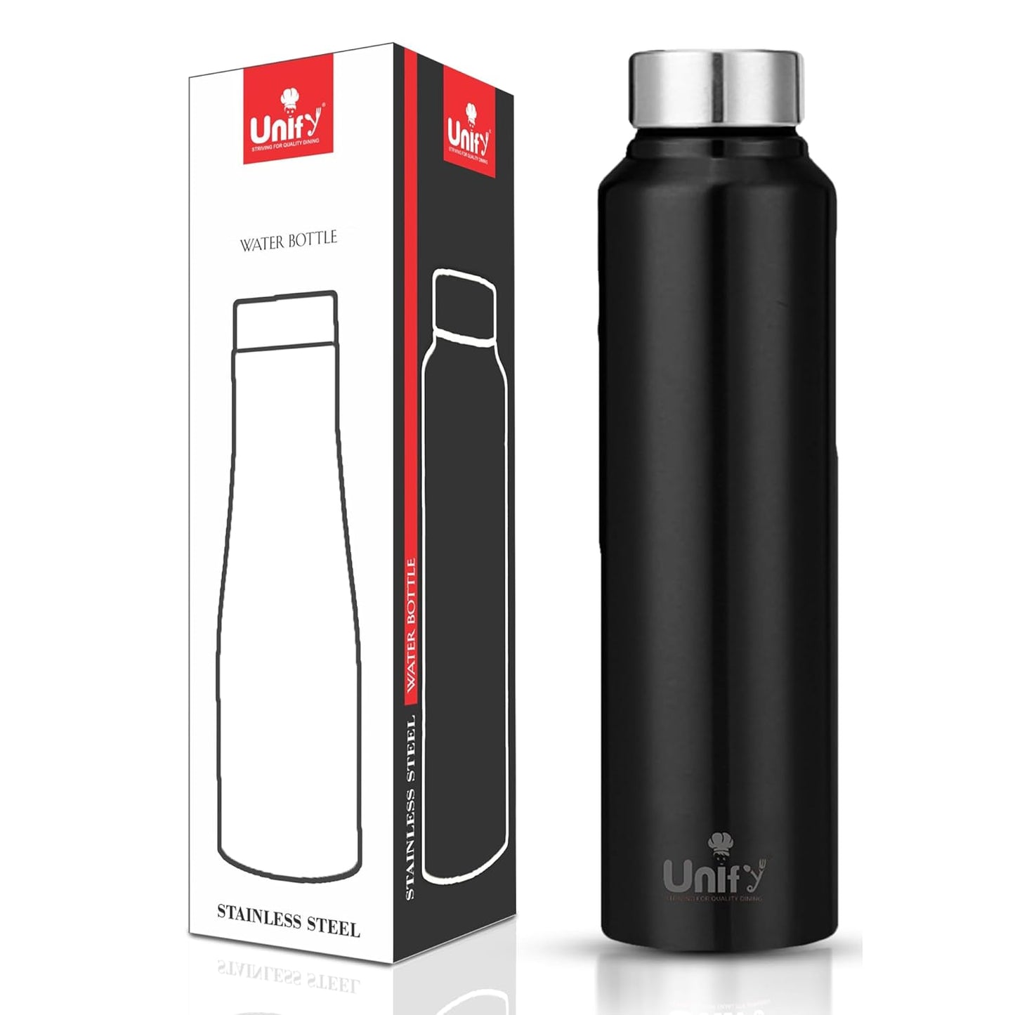 Stainless Steel Water Bottle 1 Litre | Leak-Proof Fridge Bottle for Home, Gym & Travel | 1000 ml, Black