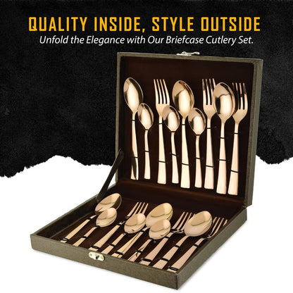 18pc Stainless Steel Rose Gold Cutlery | Gift Box | PVD Rose