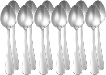 12-Piece Stainless Steel Table Spoon Set | Round Edge Tableware, 18.5 cm, Silver