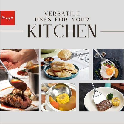 5-Piece Premium Stainless Steel Kitchen Tool Set | Cooking Utensils, Silver (Design 2)