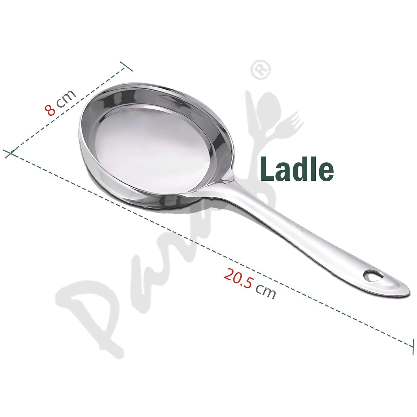 Stainless Steel Dosa Ladle, 20.5 cm Heavy Gauge – Flat Base Spatula & Spoodle Spoon for Cooking, Silver Finish