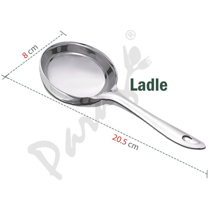 Stainless Steel Dosa Ladle, 20.5 cm Heavy Gauge – Flat Base Spatula & Spoodle Spoon for Cooking, Silver Finish