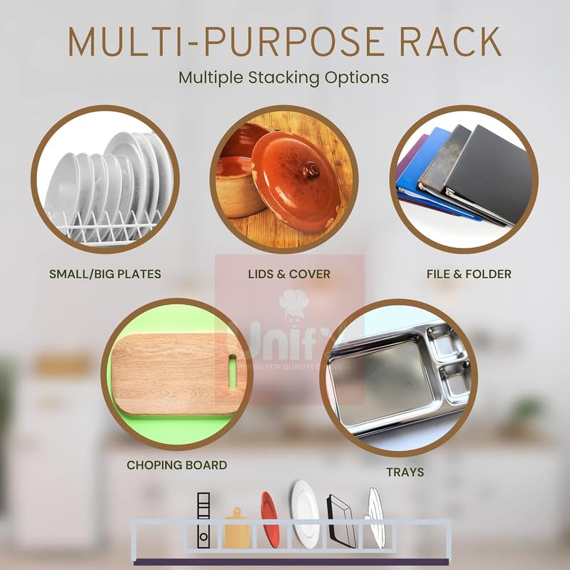 2 Pcs Stainless Steel Plate Rack Combo | 10 Section Utensil Stand for Kitchen Cabinet (Silver)