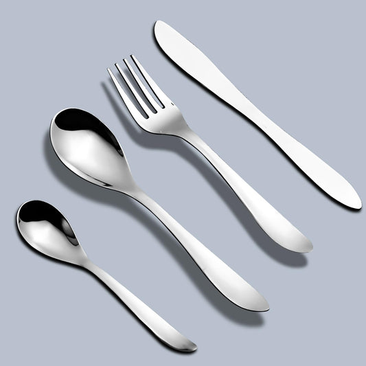 24 Pcs Premium Stainless Steel Cutlery Set for Home & Kitchen | Silver Tableware