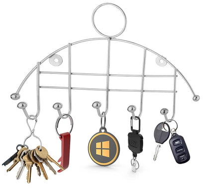 Stainless Steel Wall Cloth Hanger with 5 Hooks | Door Mounted Hook Rail for Bathroom & Kitchen | 30.5 cm, Silver