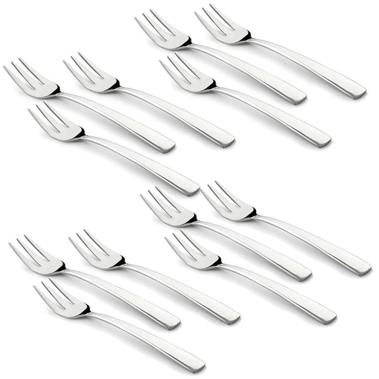 12 Pieces Stainless Steel Fruit Forks for Home & Kitchen – Fruit Picks for Kids, Snacks, Fruits & Dessert, Small Size, Pack of 12, Silver Finish