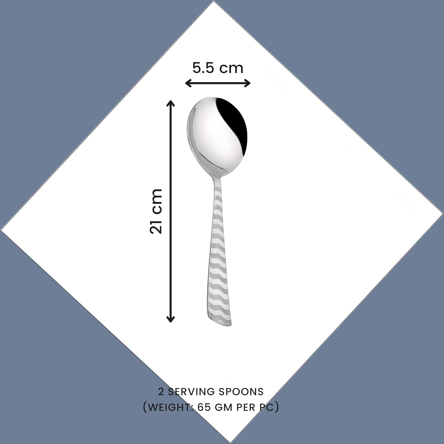 Stainless Steel Serving Spoon Set of 2 | Arrow Design Large Spoons for Kitchen & Dining | 21 cm, Silver