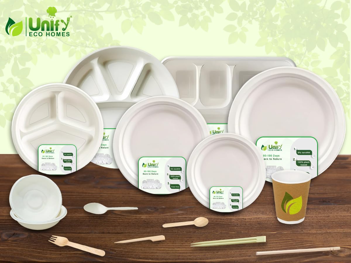 180ml 100 Bagasse Bowls | Eco-Friendly Disposable | Party Use