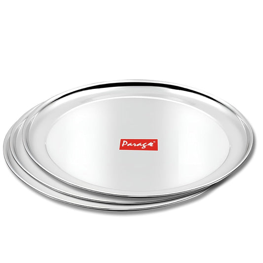 3pc Stainless Steel Raj Bhog Plate | 9in Heavy Gauge
